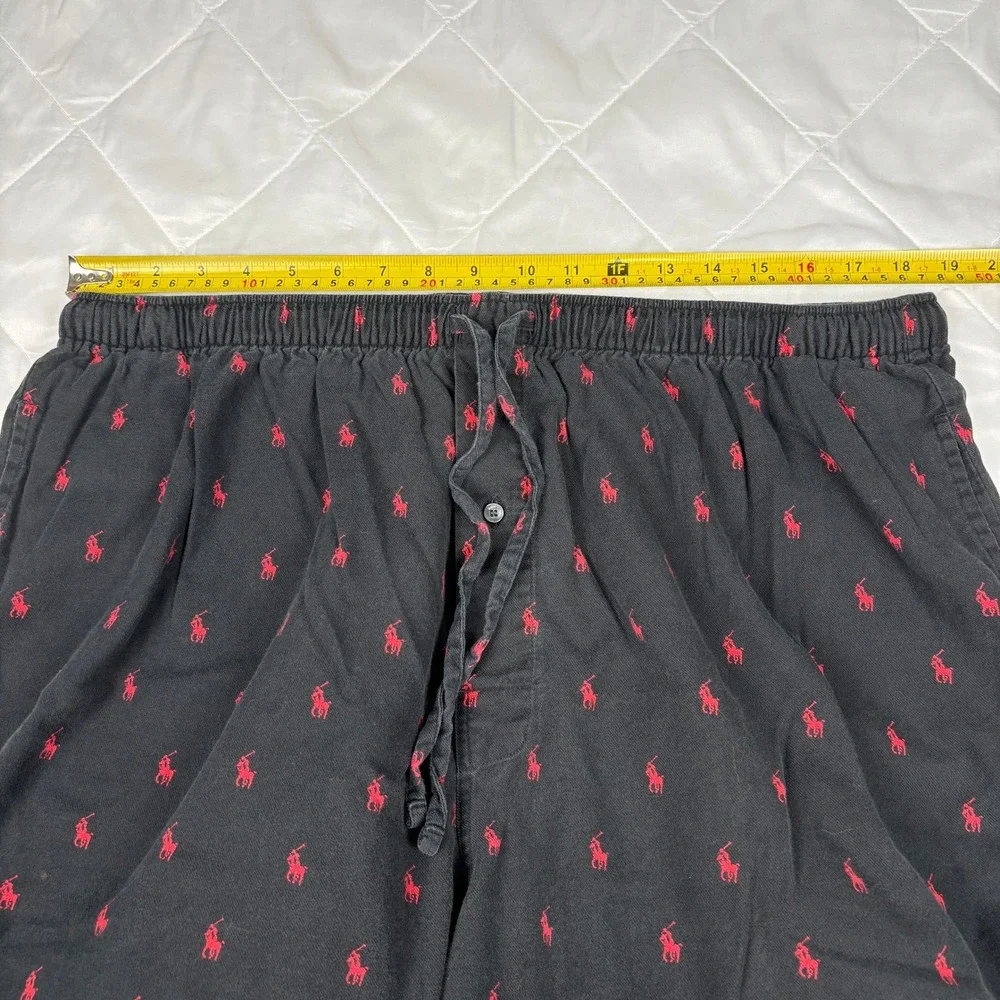 Polo‎ Ralph Lauren Pajama Pants All Over Red Pony XL Black Cotton Lounge Pants